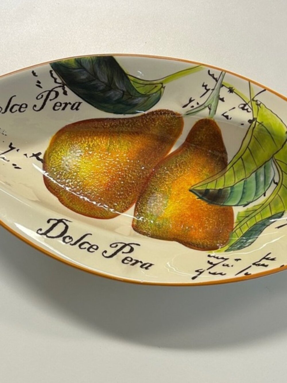 Oval Fruit Platter - Orange and Green